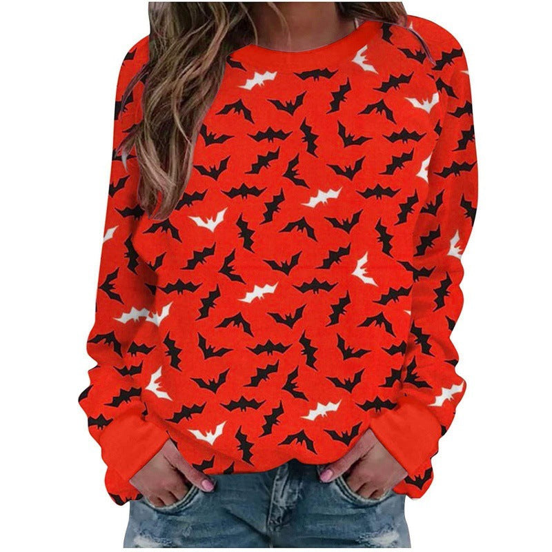 Foreign Trade Cross-border Autumn and Winter New Halloween 3D Digital Printing European and American Women's Crewneck Casual Long Sleeve Sweatshirt