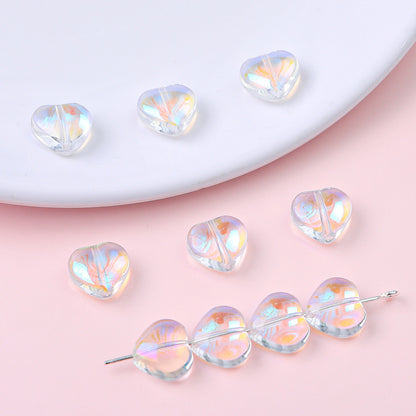 10mm Glass Color-Coated Peach Heart Crystal Beads Loose Beads DIY Handmade Necklace Bracelet Ear Jewelry Manufacturer Direct Sales Wholesale