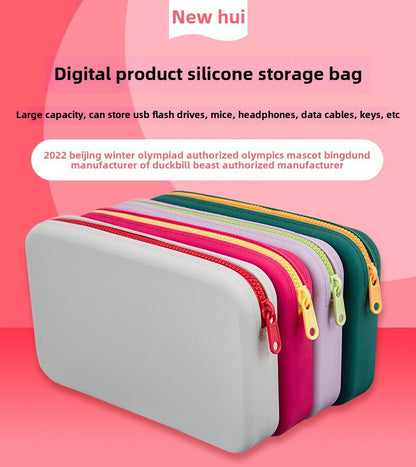 Large-Capacity Rectangular Silicone Cosmetic Bag, Storage Bag, Toiletry Storage Bag, Digital Bag, Travel Bag, Menstrual Bag
