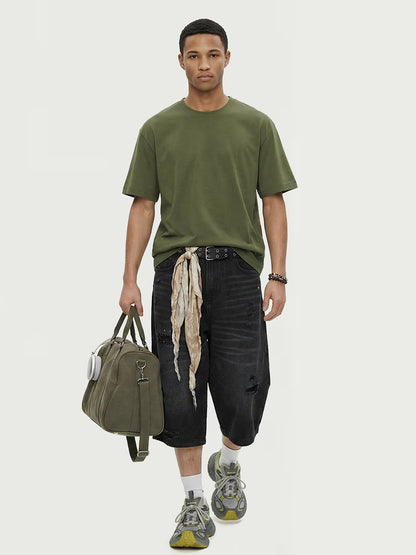 Dan Baoni | Summer Cool Sense Sunscreen Solid Color Advanced Sense Ice Silk Men's T-Shirt Loose Round Neck Shoulder Short Sleeve Customization