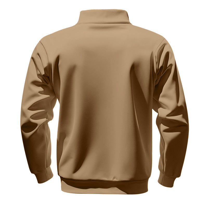 Cross-Border American Style Autumn and Winter Heavyweight Fleece Long-Sleeve Men's Sweatshirt with Half-Zip, Loose Fit, Stand Collar, Pullover Men's Sweatshirt