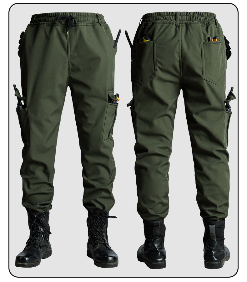 Men's Autumn and Winter Fleece-Lined Thickened Softshell Tactical Outdoor Sports Workwear Suit, Waterproof and Windproof