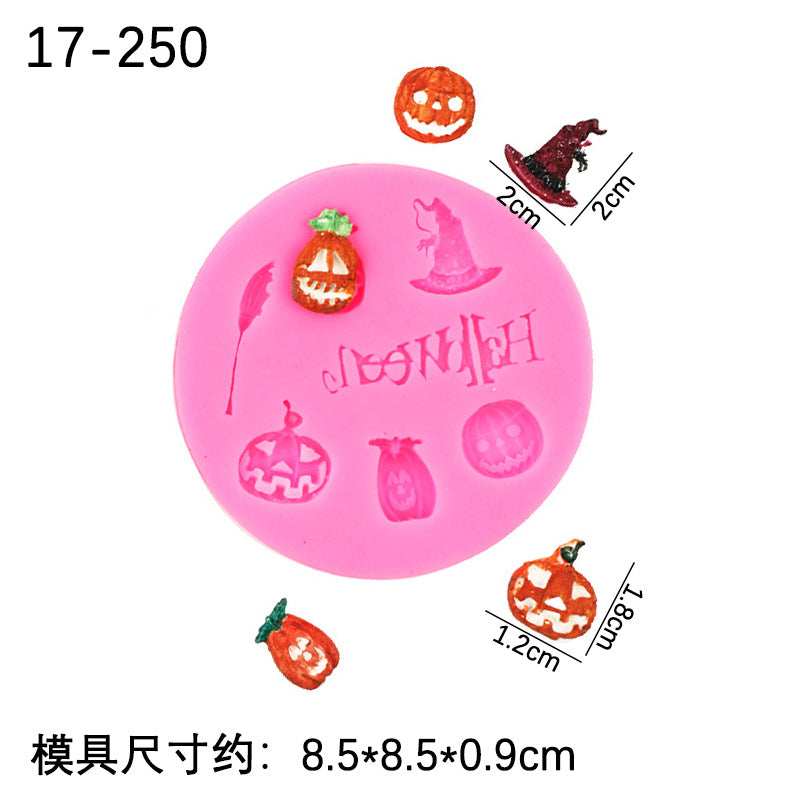 Halloween Series Flip Sugar Silicone Mold Pumpkin Ghost Skull Chocolate Cake Shape Decoration Silicone Mold
