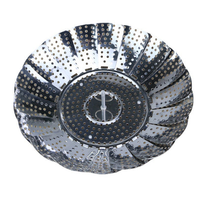 A generation of extra thick stainless steel retractable steamer plate foldable fruit plate kitchen steamer cage artifact