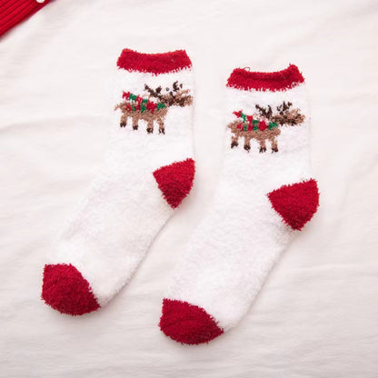 Coral fleece Christmas socks autumn and winter thick tube socks New Year gift socks cartoon Christmas socks cross-border wholesale