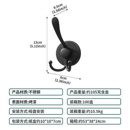 Cross-Border Stainless Steel Vacuum Suction Cup Hooks, No-Drill Bathroom Hooks, Kitchen Hooks, Towel Hooks, Clothes Hooks Wholesale