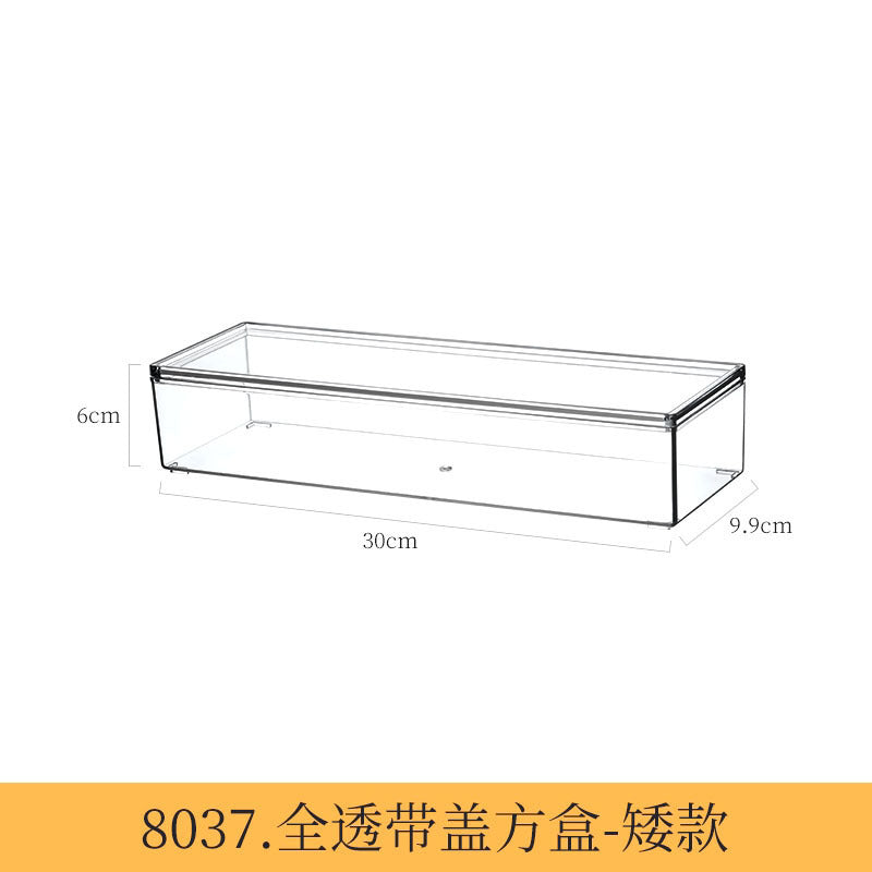 Desktop Storage Box with Lid Flip-Top Rectangular Transparent Acrylic Storage Box Kitchen Cosmetics Sundry Work Station