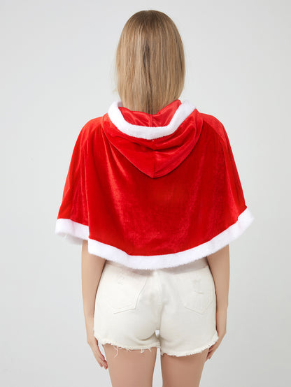 Santa Claus Cape Cape Cape Adult Female Hooded Golden Velvet Santa Claus Costume Performance Clothes