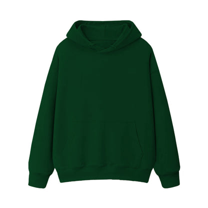 Fleece-lined thick loose hooded sweater women's autumn and winter warm top student couple wear solid color coat foreign trade women's clothing