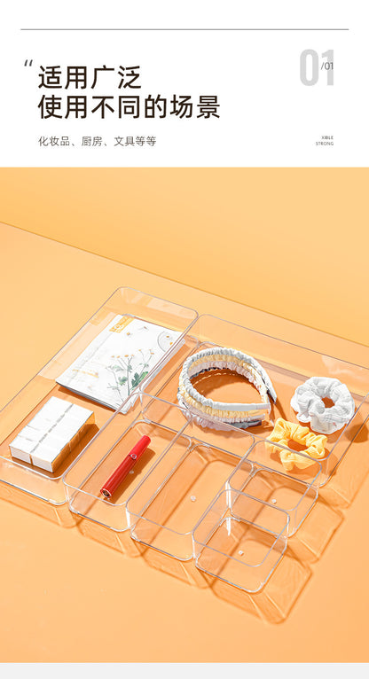 Desktop Storage Box Square Transparent Acrylic Flower Pot Sundries Cosmetics Stationery Notes Kitchen Workstation Height