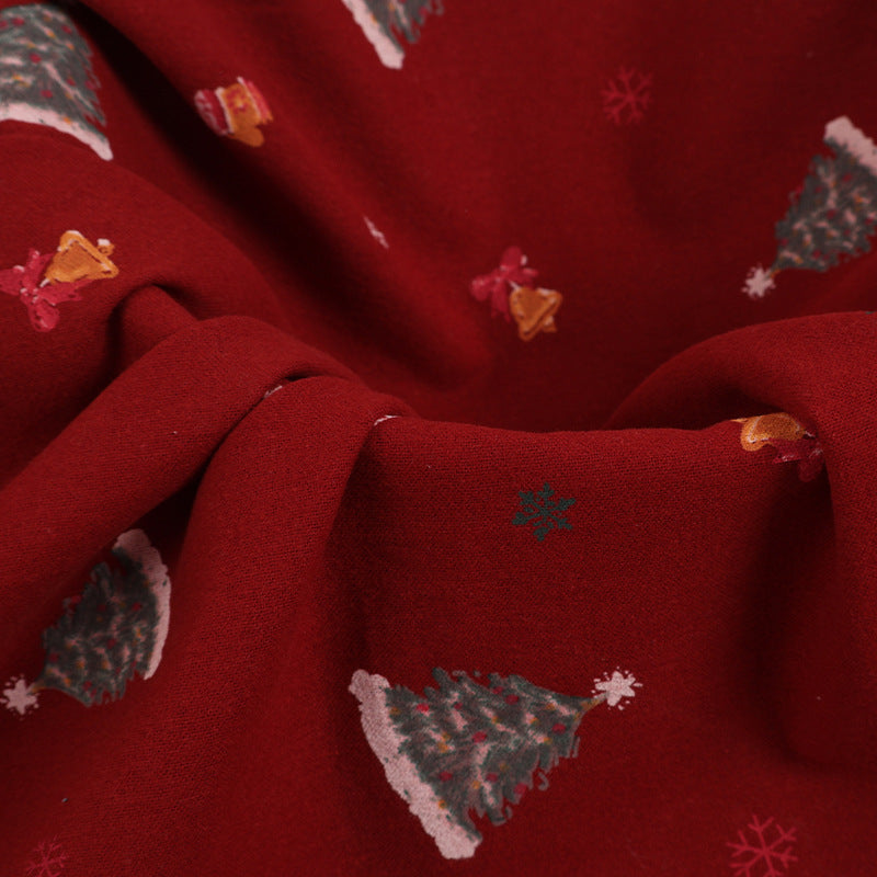 In-Stock Pure Cotton Water-Based Printing Fabric Plain Christmas Tree Floral Fabric Autumn and Winter Casual Pants Cotton Clothing Lining Fabric