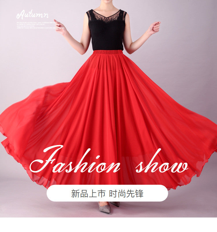 720 Degree Double Layer Large Swing Skirt Chiffon Classical Dance Ethnic Dance Skirt Dance Long Skirt Square Dance Practice Xinjiang Dance