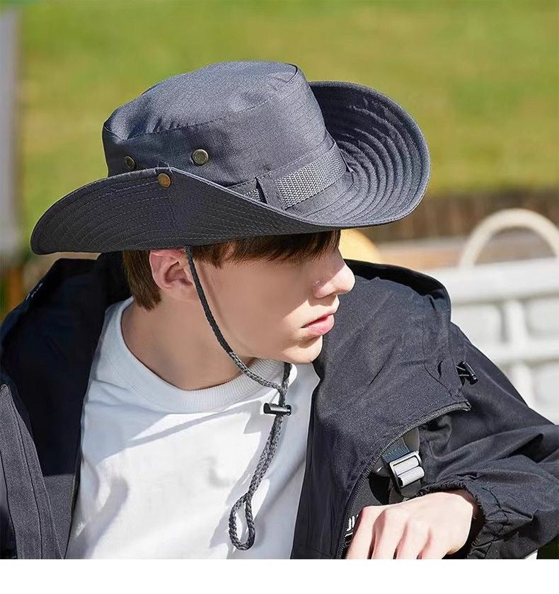 All-Match Western Denim Hat Men's and Women's Outdoor Mountaineering Summer Sun Hat Fishing Sunscreen Fisherman Hat Camping Breathable