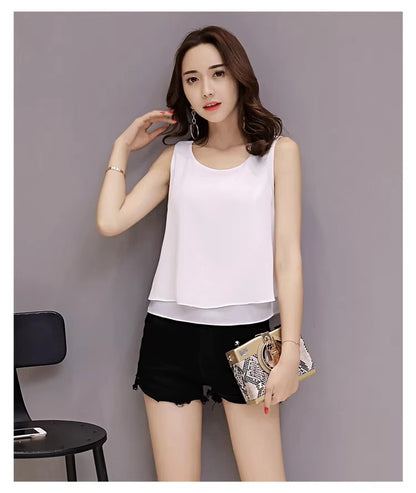 Chiffon Camisole Women's All-match Outer Wear Inner 2025 Summer Loose Slimming plus size Sleeveless Base Top