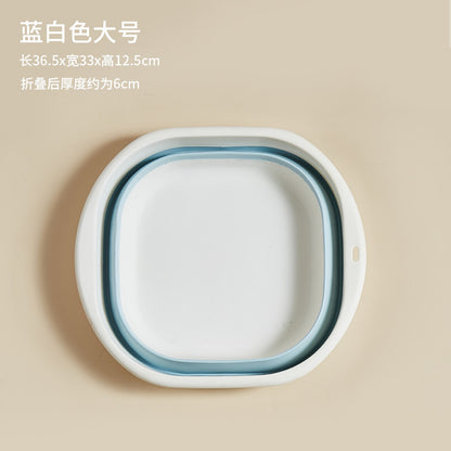 Portable Silicone Collapsible Washbasin Vegetable Washing Basin Student Dormitory Plastic Foot Soaking Foot Washing Basin Household Multi-purpose Basin