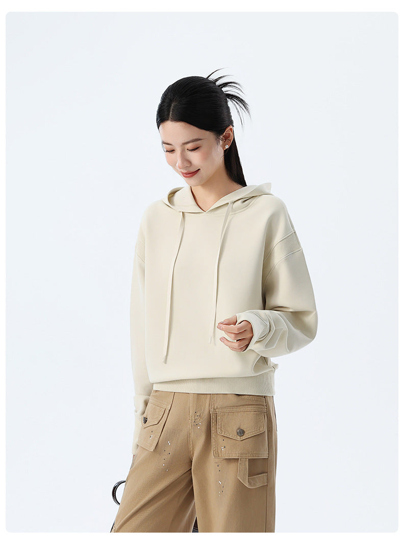 Couple Style Air Layer Hooded Top for Women, Lightweight, Breathable, High-End, Slim, Casual, Loose Sweatshirt, New Trendy Brand