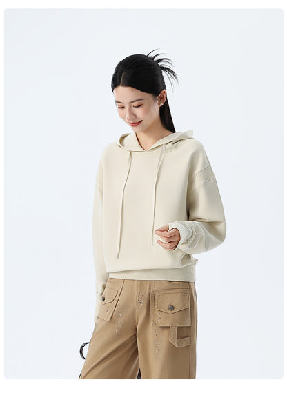 Couple Style Air Layer Hooded Top for Women, Lightweight, Breathable, High-End, Slim, Casual, Loose Sweatshirt, New Trendy Brand
