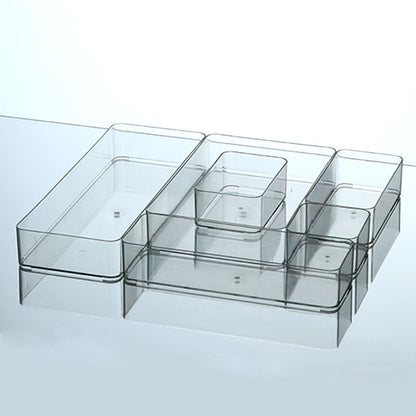 Desktop Storage Box Drawer Built-in Partition Transparent Acrylic Narrow Long Rectangular Cosmetic Workstation Kitchen