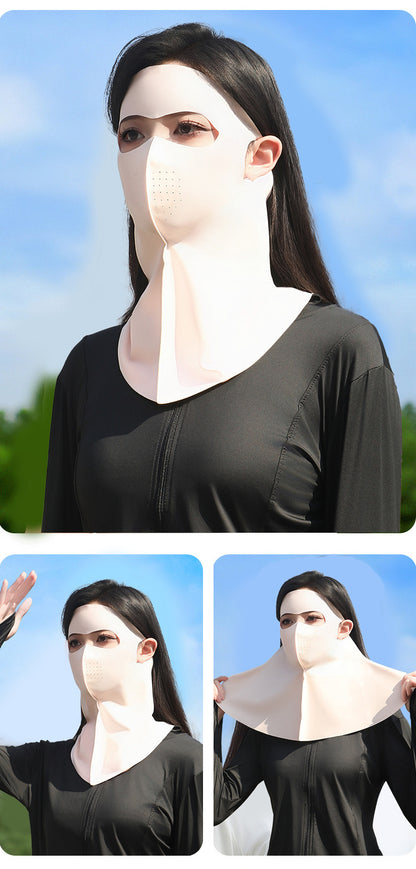 UPF500 Sunscreen Face Gini Mask Women's UV Protection Ice Silk Summer Breathable 7A Antibacterial Hyaluronic Acid Mask