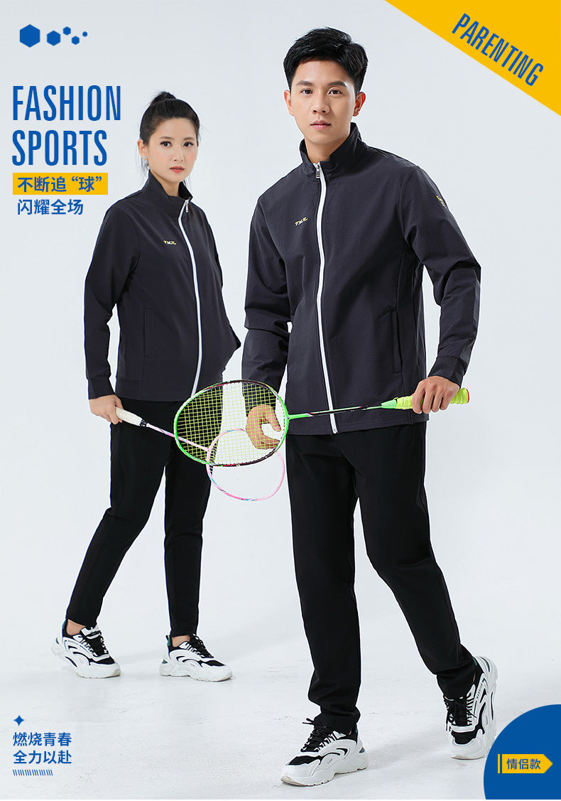 New Badminton Uniform Jacket Black and White Suit Men's and Women's Long-Sleeved Volleyball Uniform Table Tennis Uniform Competition Training Uniform