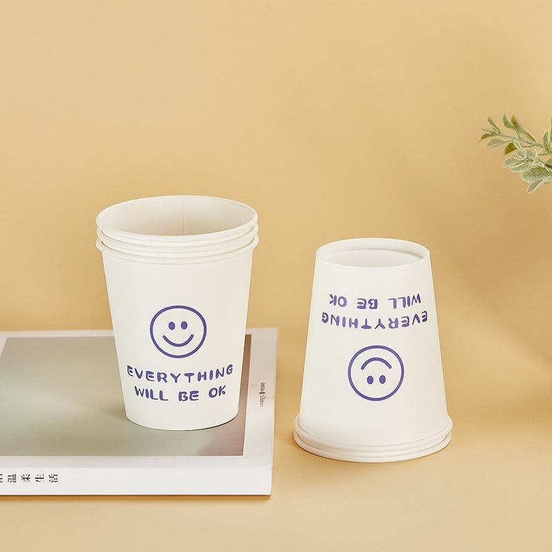Disposable Paper Cups with Cute Cartoon Patterns for Commercial, Office, and Home Use, Food-Grade, 250ml, Thickened