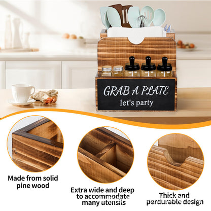 Solid Wood Desktop Tissue Box Living Room Table Tissue Holder Kitchen Countertop Seasoning Jar Placement Rack Retro Style Tissue Box