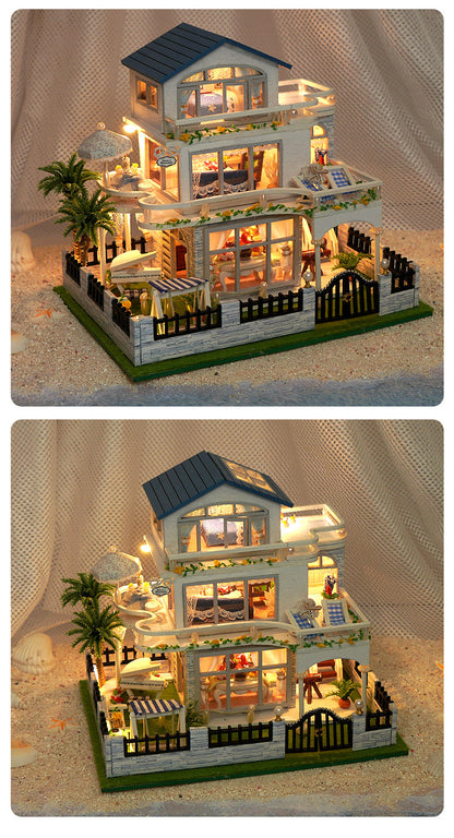 Tianyu DIY Hand-Assembled Mini Model Cabin Wooden House Toy Luminous Birthday Gift Wholesale Stereo
