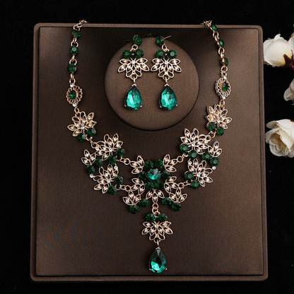 Korean Bride Necklace Earrings Two-piece Decorations Wedding Yarn Wedding Jewelry Wedding Accessories Dance Studio