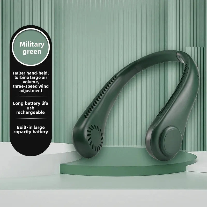new style cooling usb charging fan portable outdoor small fan hanging neck mini bladeless fan hanging neck