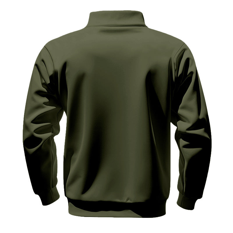 Cross-Border American Style Autumn and Winter Heavyweight Fleece Long-Sleeve Men's Sweatshirt with Half-Zip, Loose Fit, Stand Collar, Pullover Men's Sweatshirt