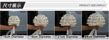 Amazon Supply Dark Green Bride Bridesmaid Simulated Satin Rose Bouquet Church Wedding Supplies Wholesale