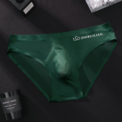 Foreign trade explosions men's briefs breathable comfortable letter sports sexy transparent egg ice silk low waist underwear head