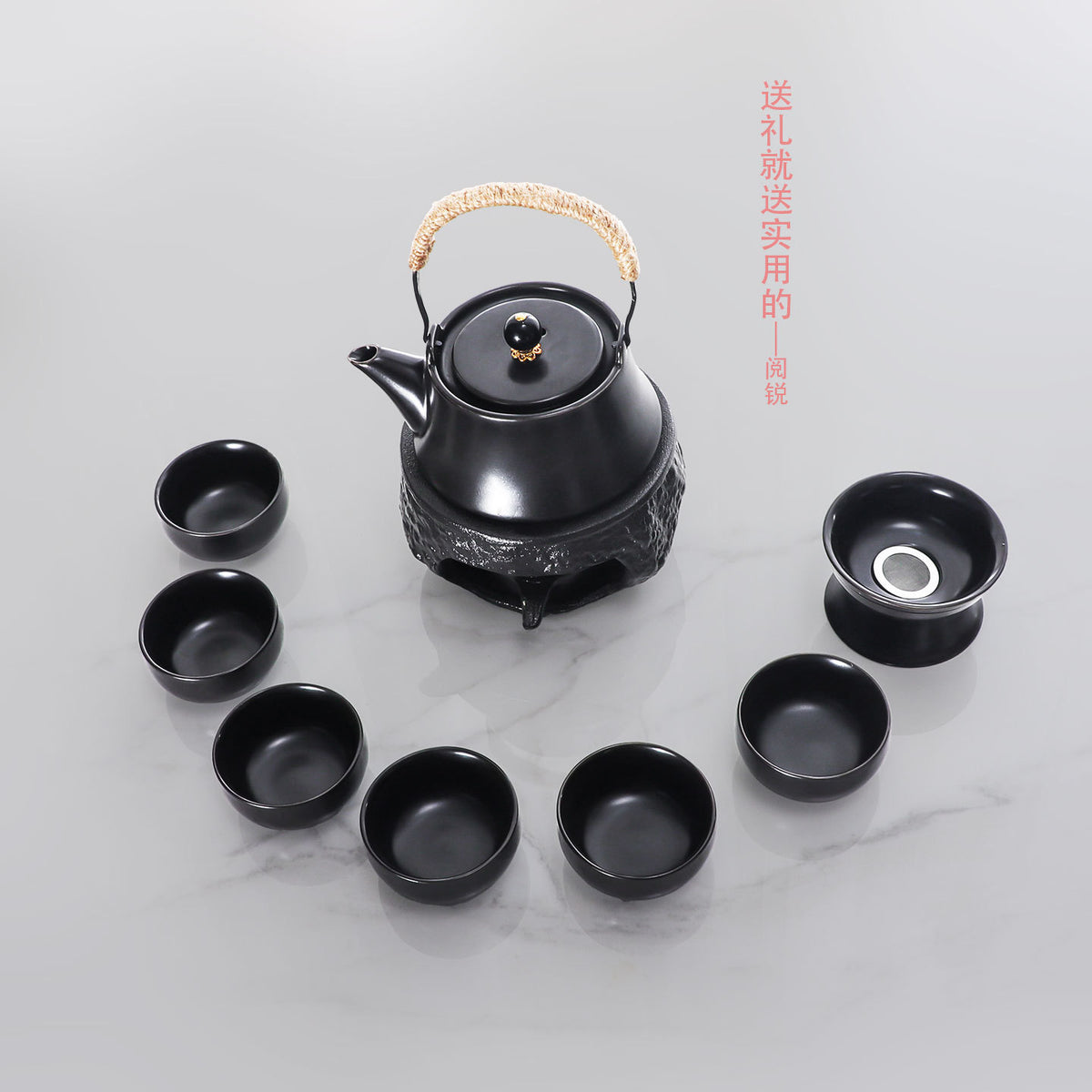 Yuerui New Rustic Pottery Constant Temperature Alcohol Tea Brewing Pot Set with Handle, Balcony Tea Brewing Stove Complete Set Wholesale Pottery