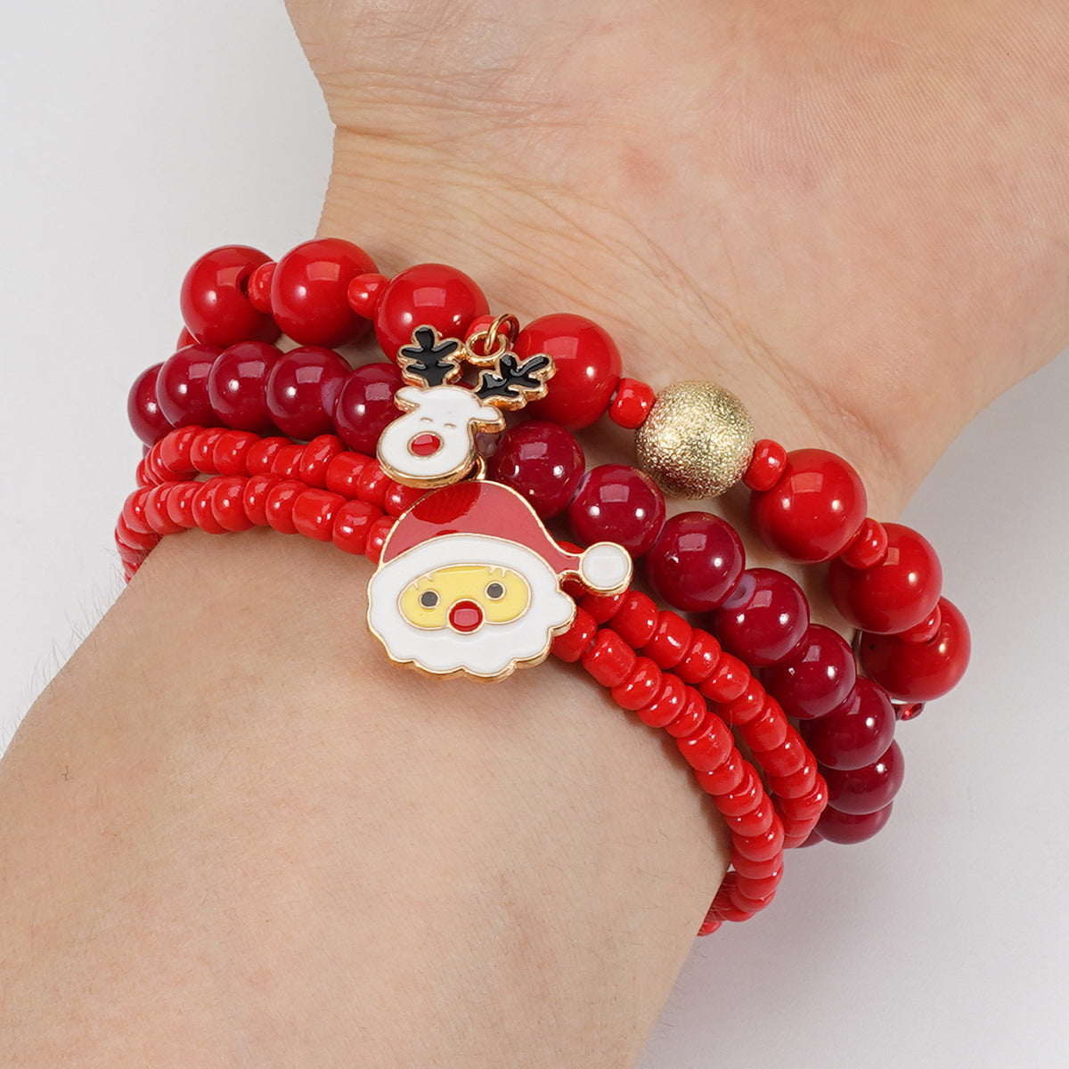 Christmas bracelet elastic rope bracelet snowman snowflake Christmas tree old man deer hat pendant bracelet gift