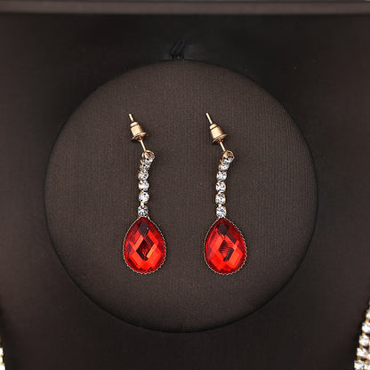 Korean Bride Necklace Earrings Two-piece Decorations Wedding Yarn Wedding Jewelry Wedding Accessories Dance Studio