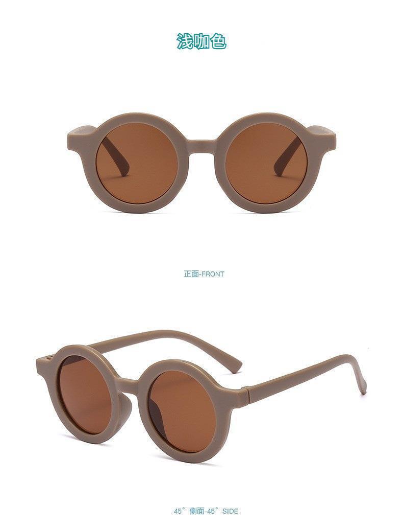 2023Ins Kidsren's Sunglasses Retro Boys and Girls Kidsren's Sunglasses Ready-Made Baby Round Frame Sunglasses