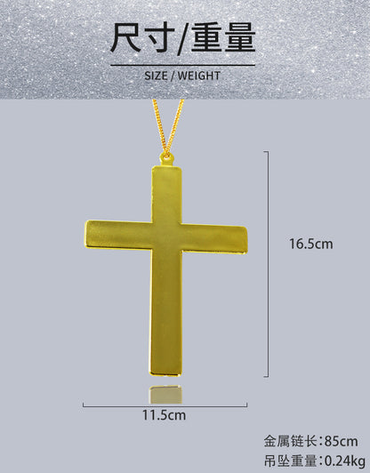 Golden Cross Priest and Nun Pendant Cross-Border Halloween Pendant Halloween Limited Edition Jewelry Necklace