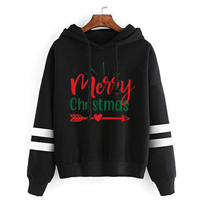 Amazon Cross-border European and American Christmas Merry Christmas Printed Hooded Sweatshirt Autumn and Winter Coat