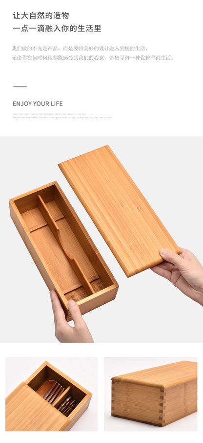 Japanese style chopsticks box with lid hotel spoon Fork tableware storage box lettering kitchen supplies compartment chopsticks basket