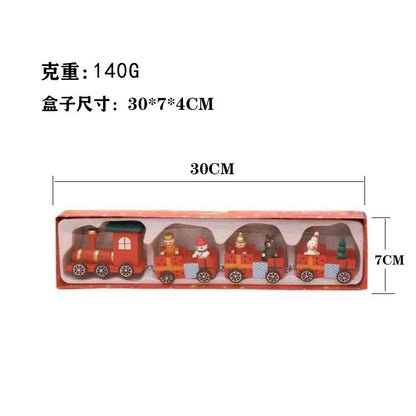 Strict selection of Christmas decorations cartoon creative children's Christmas gifts small train wooden window desktop ornaments