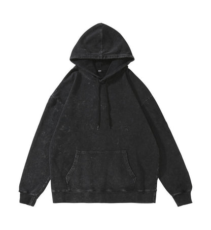 Trendy Brand Heavyweight Pure Cotton Terry 400g Washed Distressed Crew Neck Sweatshirt Hoodie Retro Sweatshirt with Printed Logo