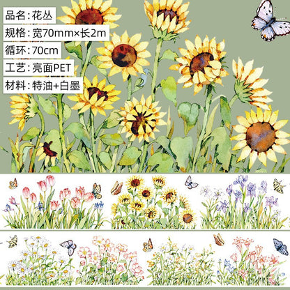 New pet Journal tape flower special material autumn letter simple full roll material shell optical flow hemp Journal tape