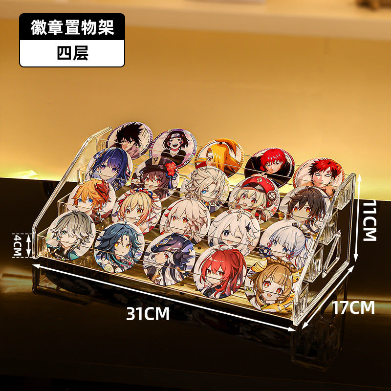 Acrylic Display Stand Transparent Desktop Millet Storage Box Ladder Shelf Peripheral Badge Desktop Storage Rack