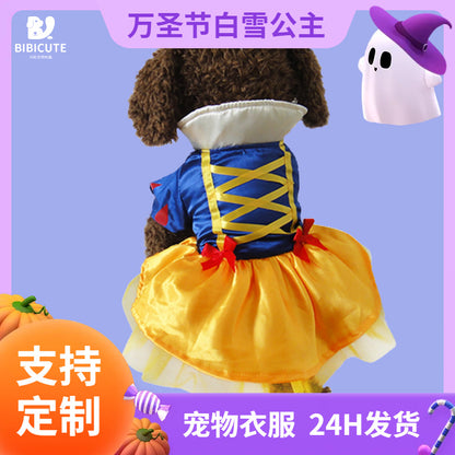 Dog Clothes Snow White Skirt Halloween Pet Dog Clothes Teddy Bears Schnery Pet Costume