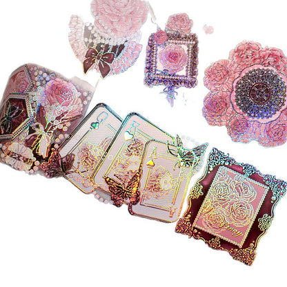 Glazed Light Gorgeous Retro Huahua Guka Decoration DIY Hand Account Material Dark Flow Linen Laser Hand Account Pet Tape