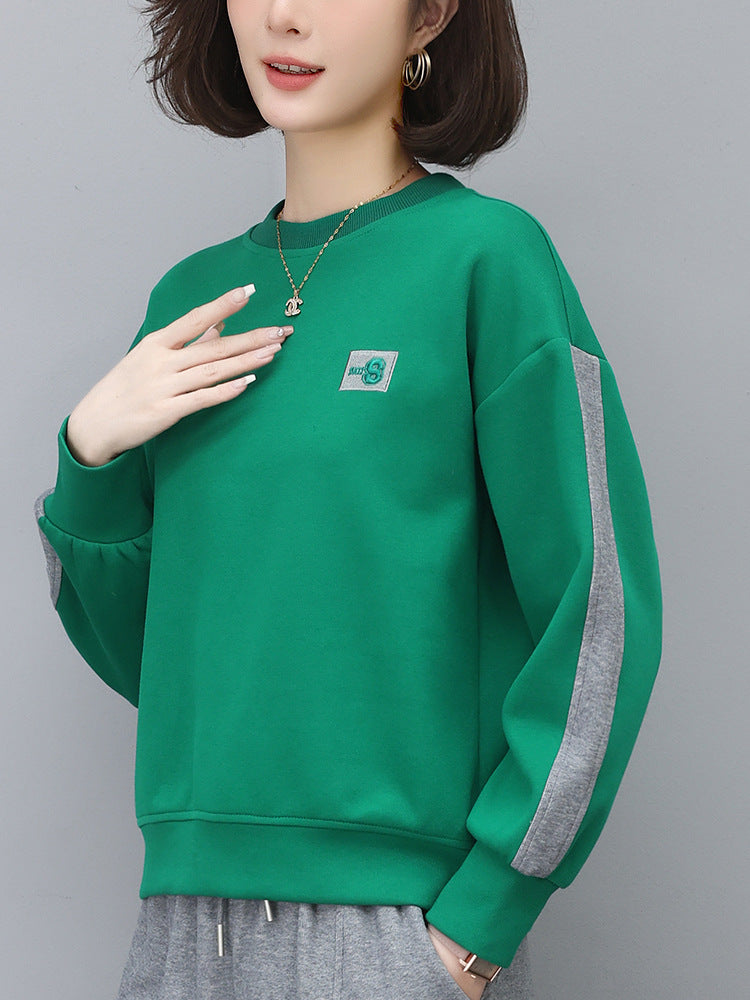Round Neck Sweatshirt for Women 2024 Spring Small Hooded Sports Middle-Aged Mother Spring & Fall Tops Casual and Versatile