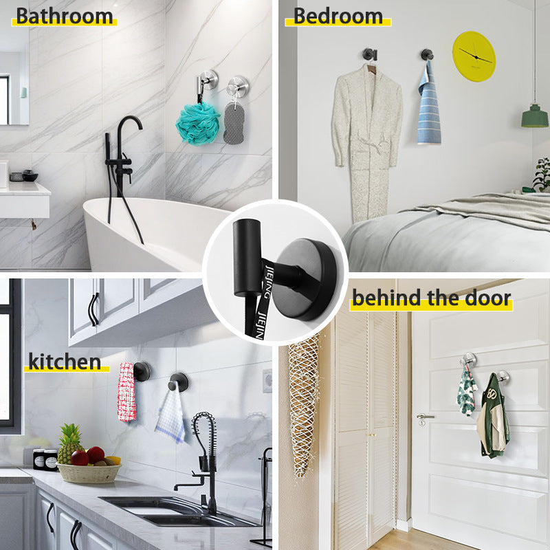 Cross-Border Stainless Steel Vacuum Suction Cup Hooks, No-Drill Bathroom Hooks, Kitchen Hooks, Towel Hooks, Clothes Hooks Wholesale