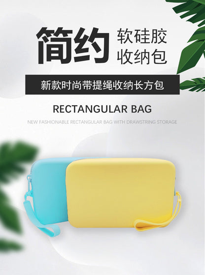 Customizable Silicone Cosmetic Bag Rectangular Travel Portable Silicone Storage Bag Waterproof Toiletry Bag Small Storage Bag