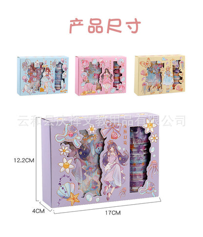 Children's Hand Account Sticker suit Transparent PET Cartoon Cartoon Waterproof Traceless Hand Account Sticker Girl's DIY Decorative Sticker