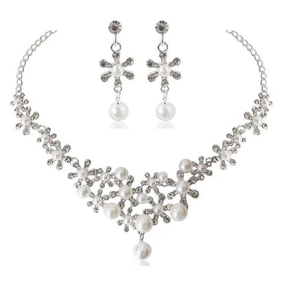 Korean Bride Necklace Earrings Two-piece Decorations Wedding Yarn Wedding Jewelry Wedding Accessories Dance Studio